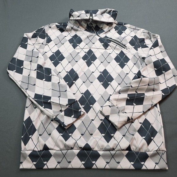 Acegolfs Sweaters - CEGOLFS Womans Side 1/4 Zip Golf Pullover-M-Golf Clubs Diamond Cut Tapestry